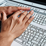 ** Human and AI hands collaborating on a blog post, showcasing the blend of creativity and technology. Focus on a modern, clean aesthetic.

**